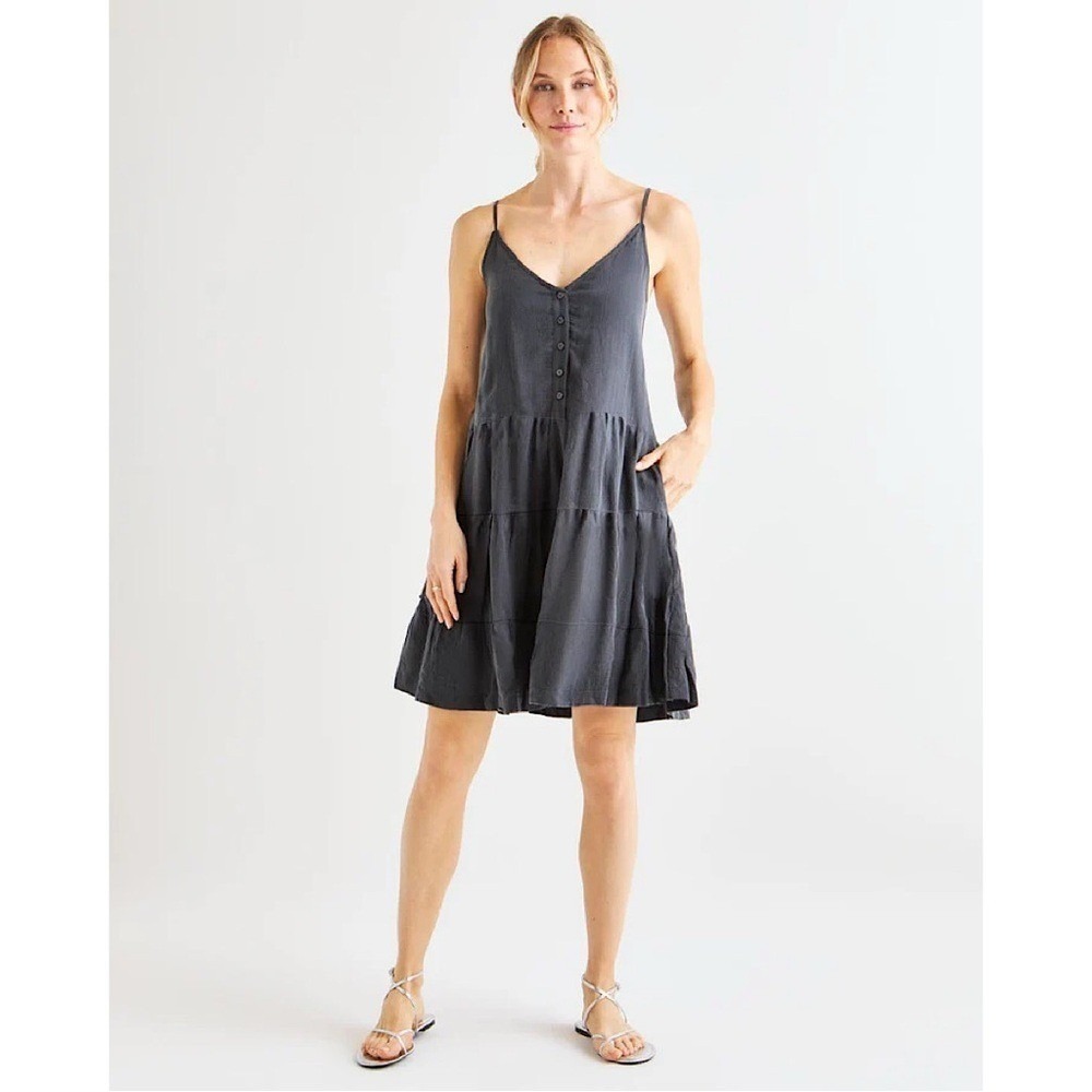Splendid Women Storm Blue Tiered Mini Dress RM4D260 Small NWT